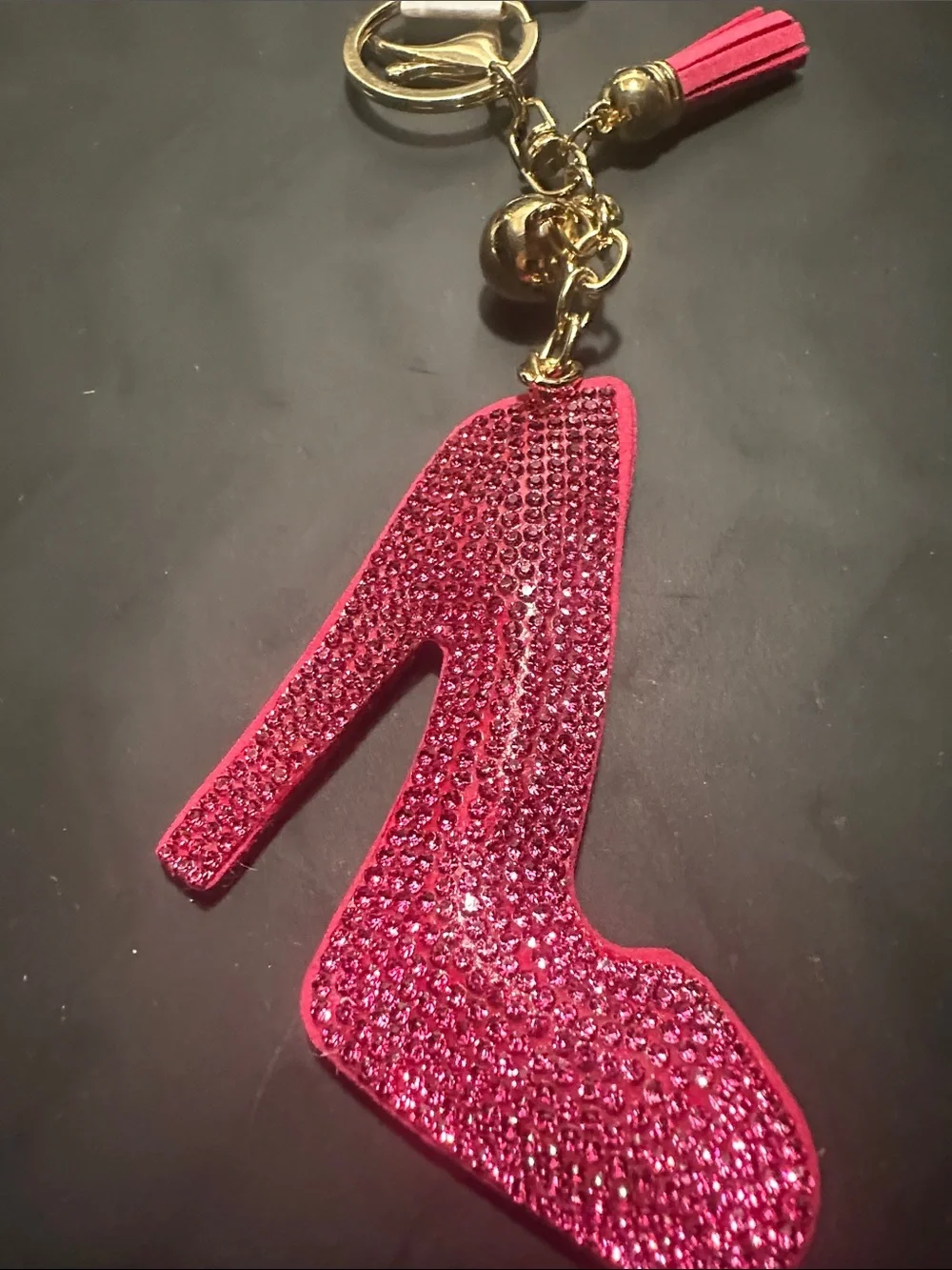 Pink Crystal High Heel Keychain Charm